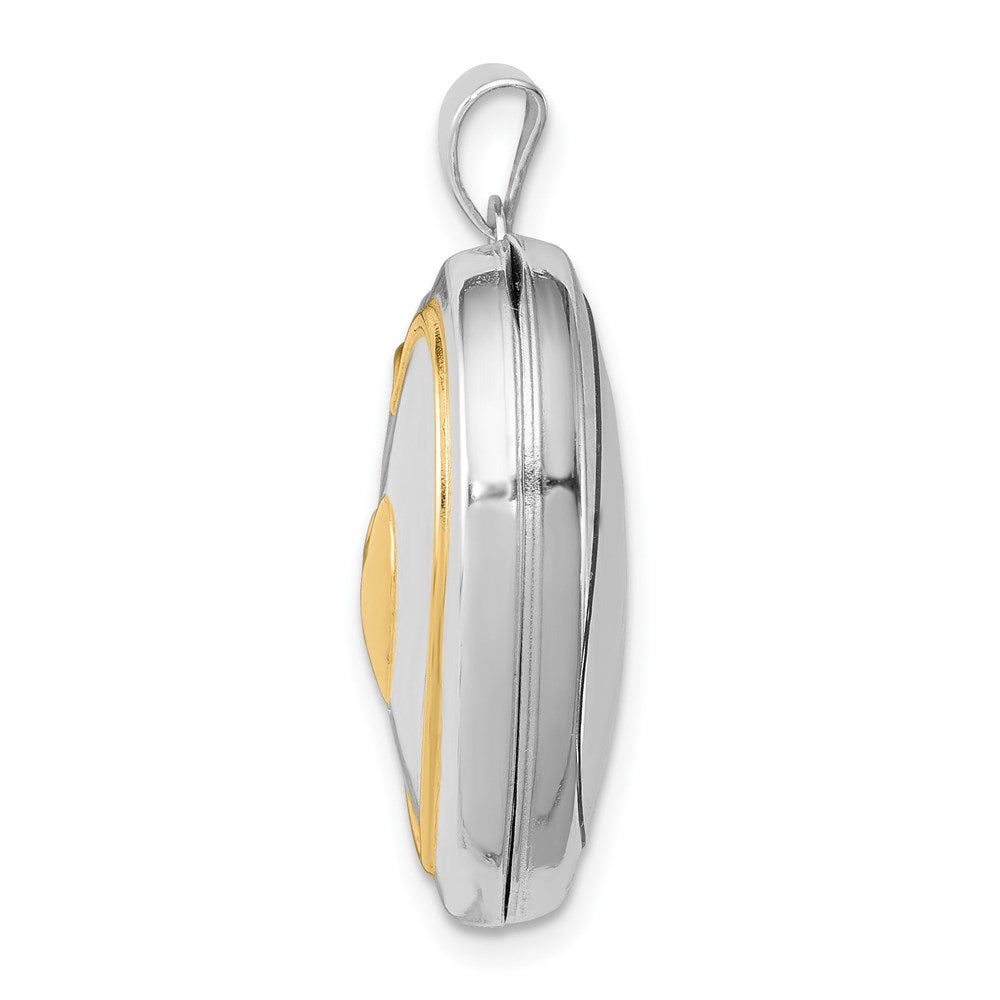 Sterling Silver Rhodium & Gold-plated w/ Key Charm Inside 21mm Heart Locket