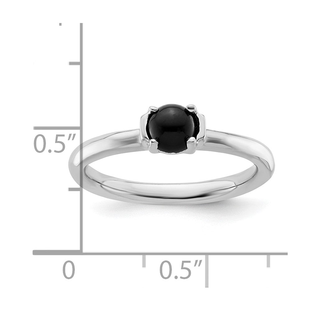Sterling Silver Stackable Expressions Polished Black Agate Ring Size -10