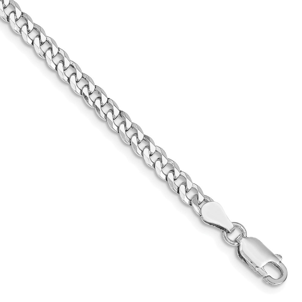 Sterling Silver Rhodium-plated 4mm Beveled Curb Chain 8 inches