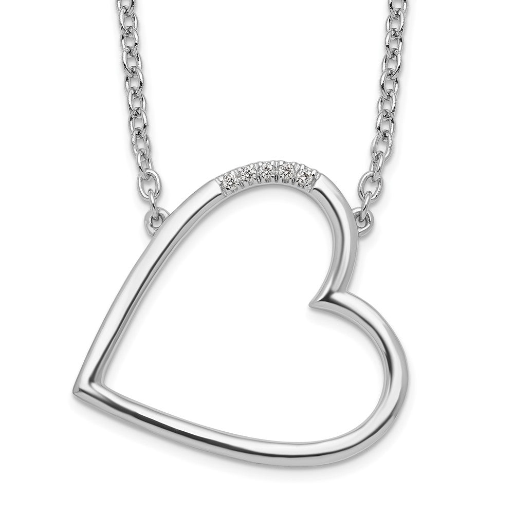 White Ice Sterling Silver Rhodium-plated 18 Inch Diamond Sideways Open Heart Necklace 18 Inches
