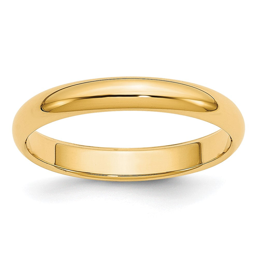 14k Yellow Gold 3mm Lightweight Half Round Wedding Band Size 12.5