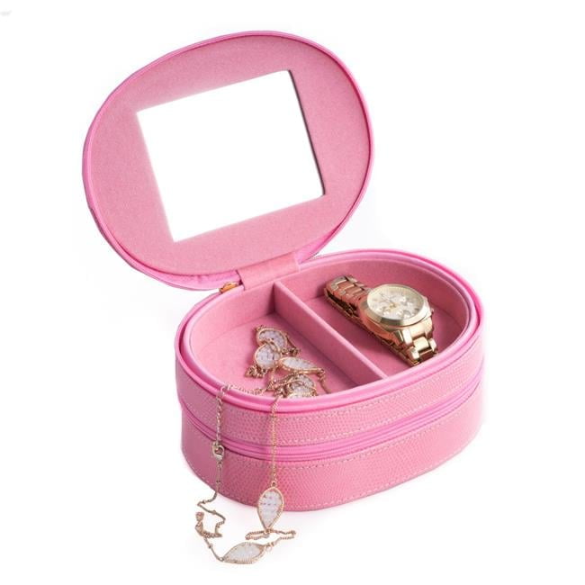 2 Level Travel Lizard Leather Jewelry Case