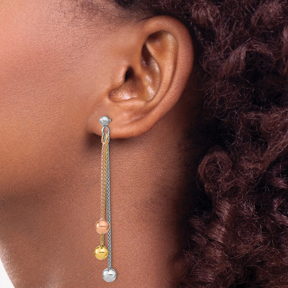 Sterling Silver Rose & Yellow Gold-plated Post Dangle Earrings