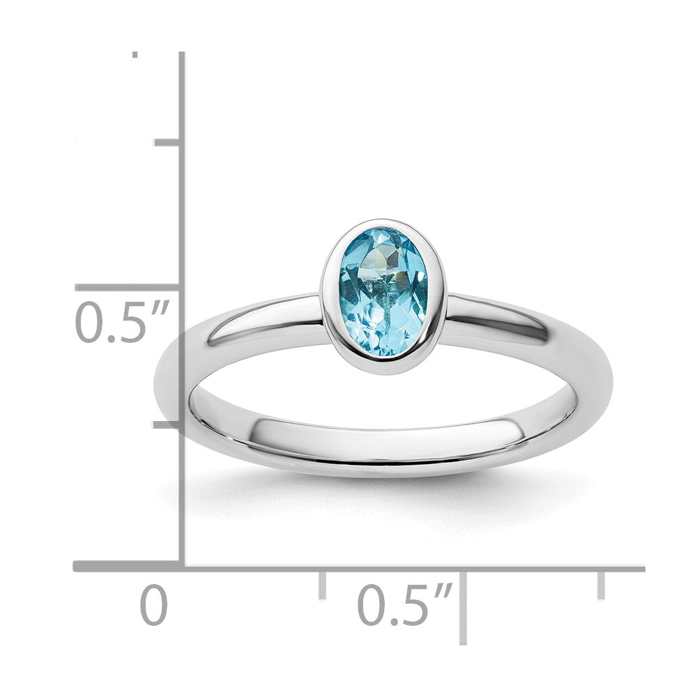 Sterling Silver Stackable Expressions Oval Blue Topaz Ring Size -5