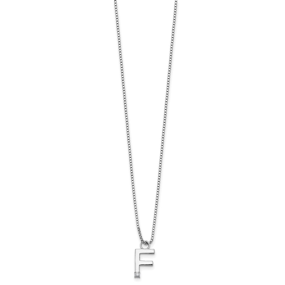 White Ice Sterling Silver Rhodium-plated 18 inch Diamond Letter F Initial Necklace plus 2 inch Extender 18 Inches