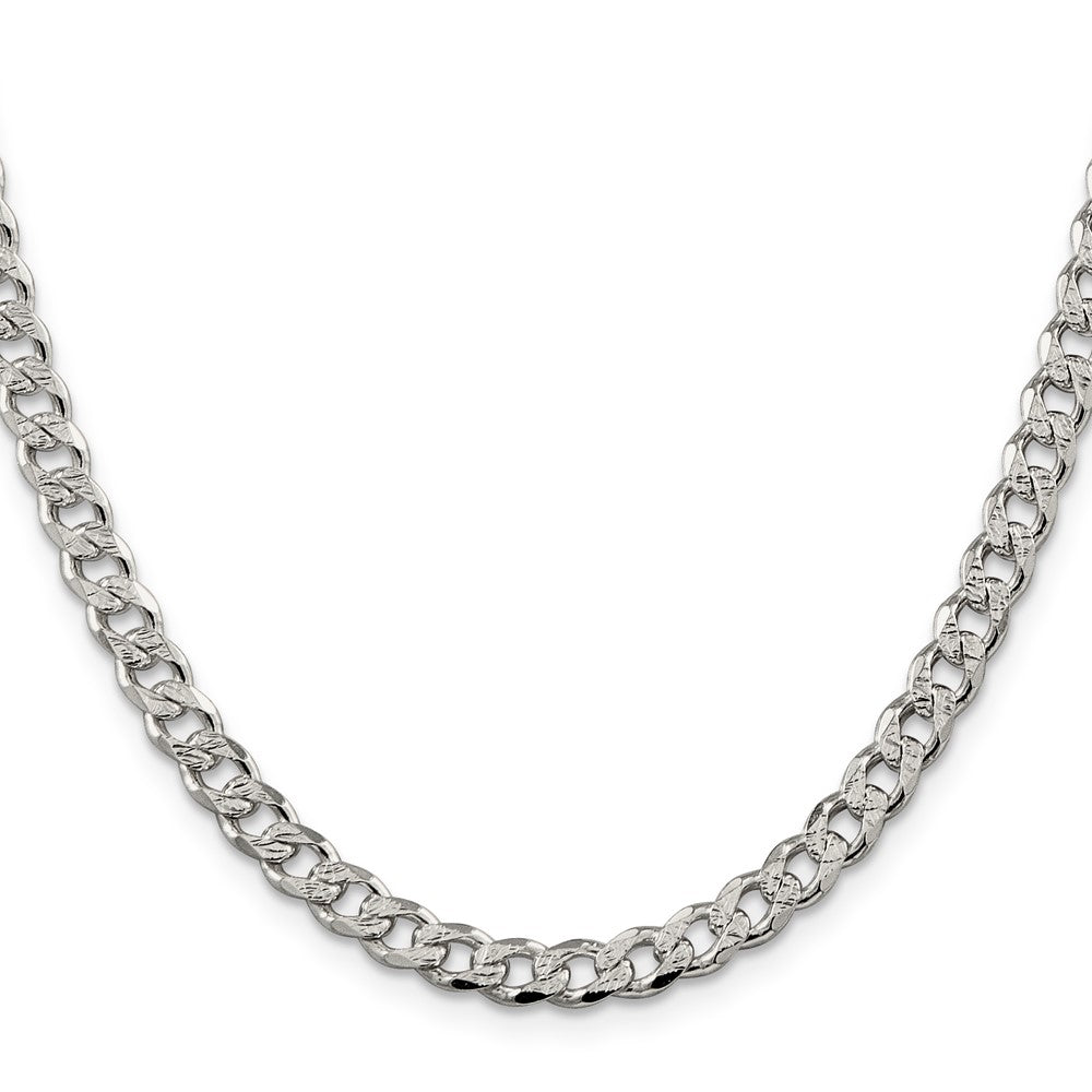 Sterling Silver 5.5mm Pav‚ Curb Chain 20 Inches