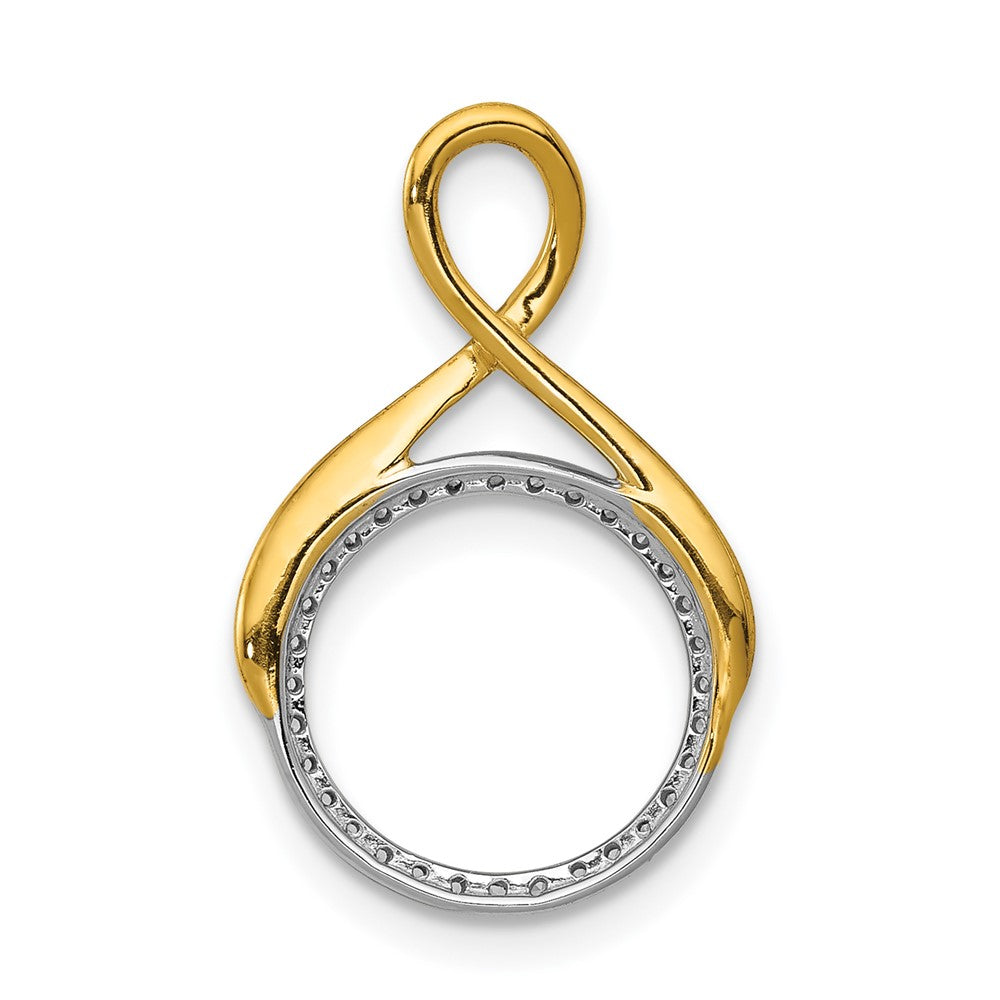 14k Two Tone 1/10 carat Lab Grown Diamond VS/SI+ G+ Fashion Circle Dangle Chain Slide Pendant