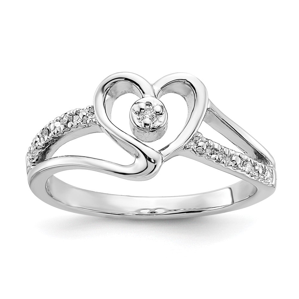Sterling Silver Polished Fancy Diamond Heart Ring