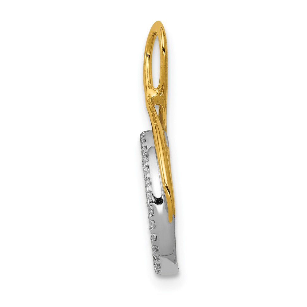 14k Two Tone 1/10 carat Lab Grown Diamond VS/SI+ G+ Fashion Circle Dangle Chain Slide Pendant