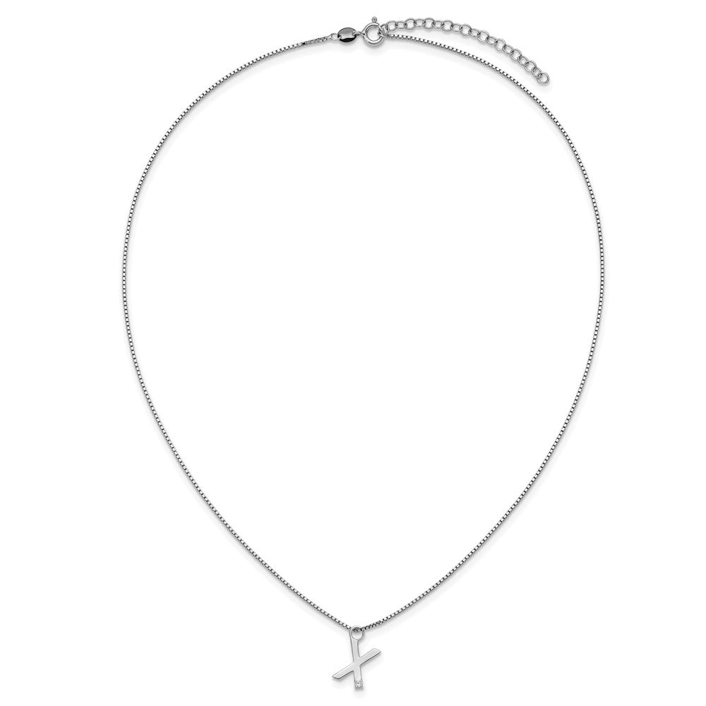 White Ice Sterling Silver Rhodium-plated 18 inch Diamond Letter X Initial Necklace plus 2 inch Extender 18 Inches