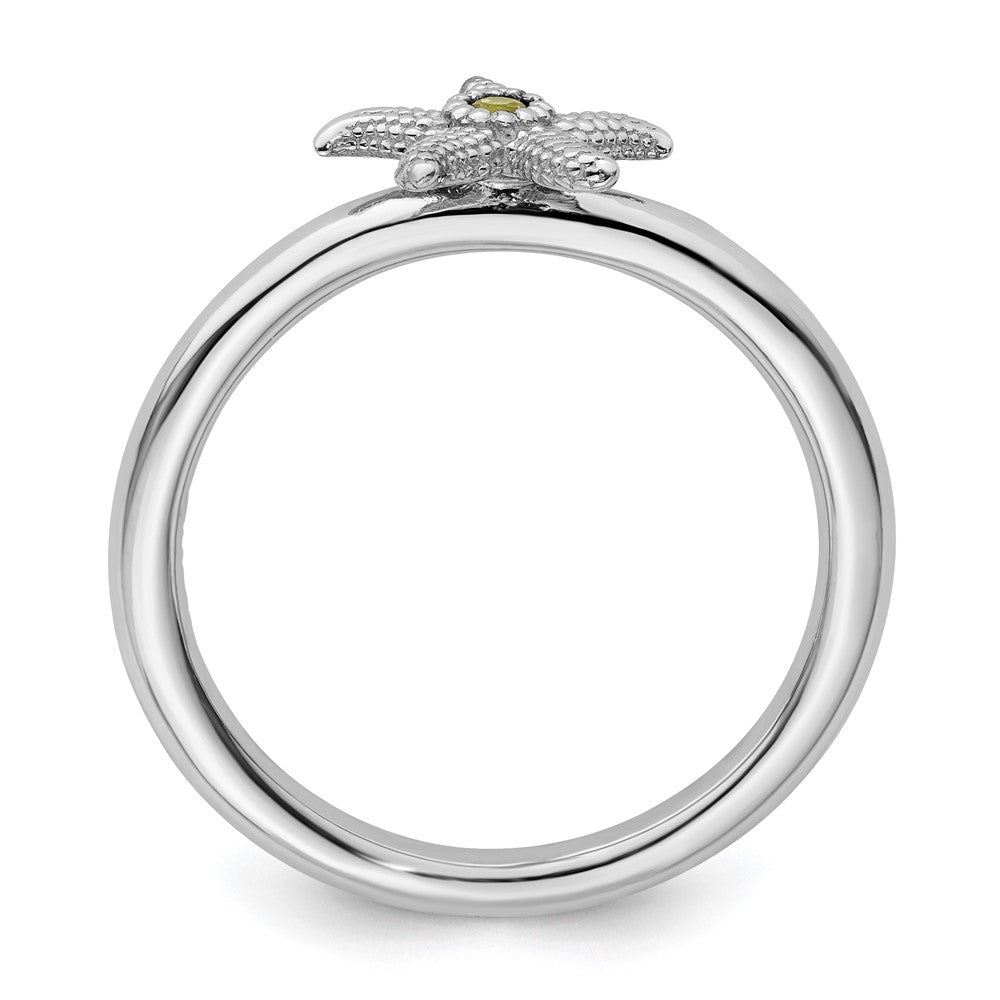Sterling Silver Stackable Expressions Peridot Starfish Ring Size -9