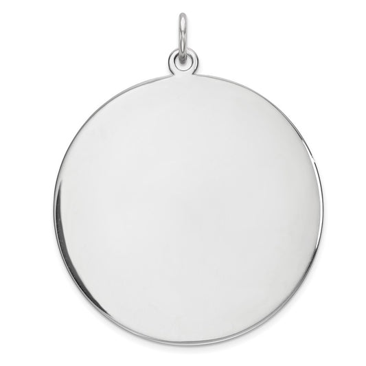 Sterling Silver Rhod-plated Eng. Rnd Polish Front/Back Disc Charm