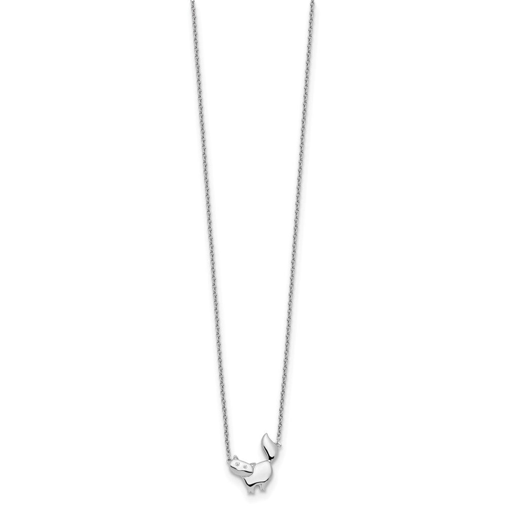 White Ice Sterling Silver Rhodium-plated 18 Inch Diamond Cat Necklace 18 Inches