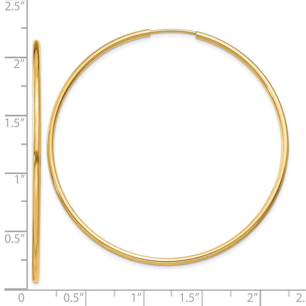 14K Gold 1.50mm Polished Round Endless Hoop Earrings