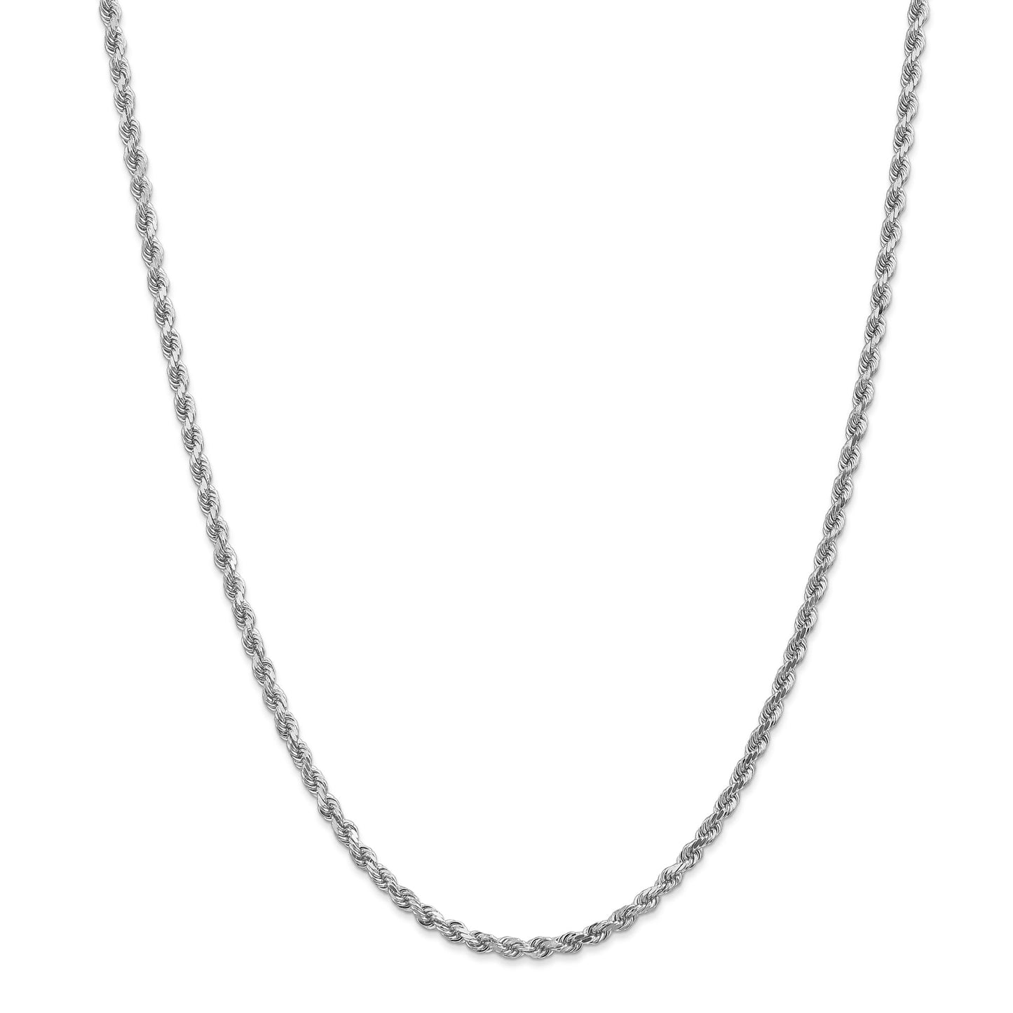 10k White Gold 3mm Diamond-cut Rope Chain