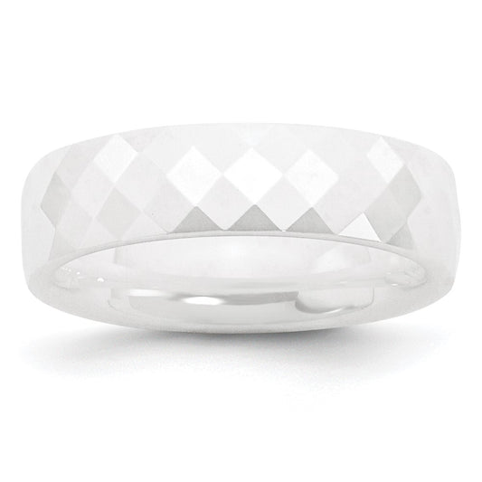 Ceramic White 6mm Faceted Polished Band Size - 6