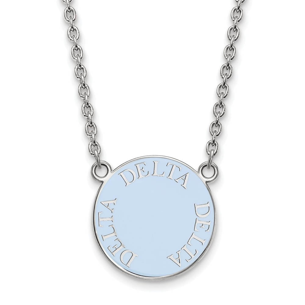 Sterling Silver 18in Official Licensed Greek Sororities Delta Delta Delta (???) Small Enamel Pendant w/Necklace