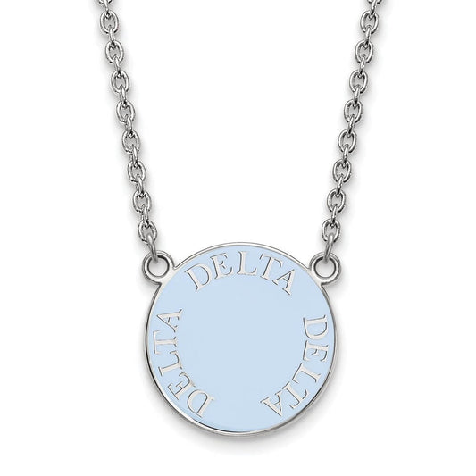 Sterling Silver 18in Official Licensed Greek Sororities Delta Delta Delta (???) Small Enamel Pendant w/Necklace