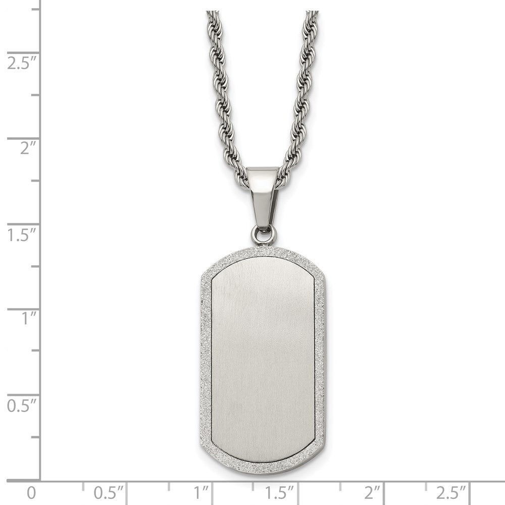 Stainless Steel Polished Laser Cut Edges Dog Tag 22in Necklace