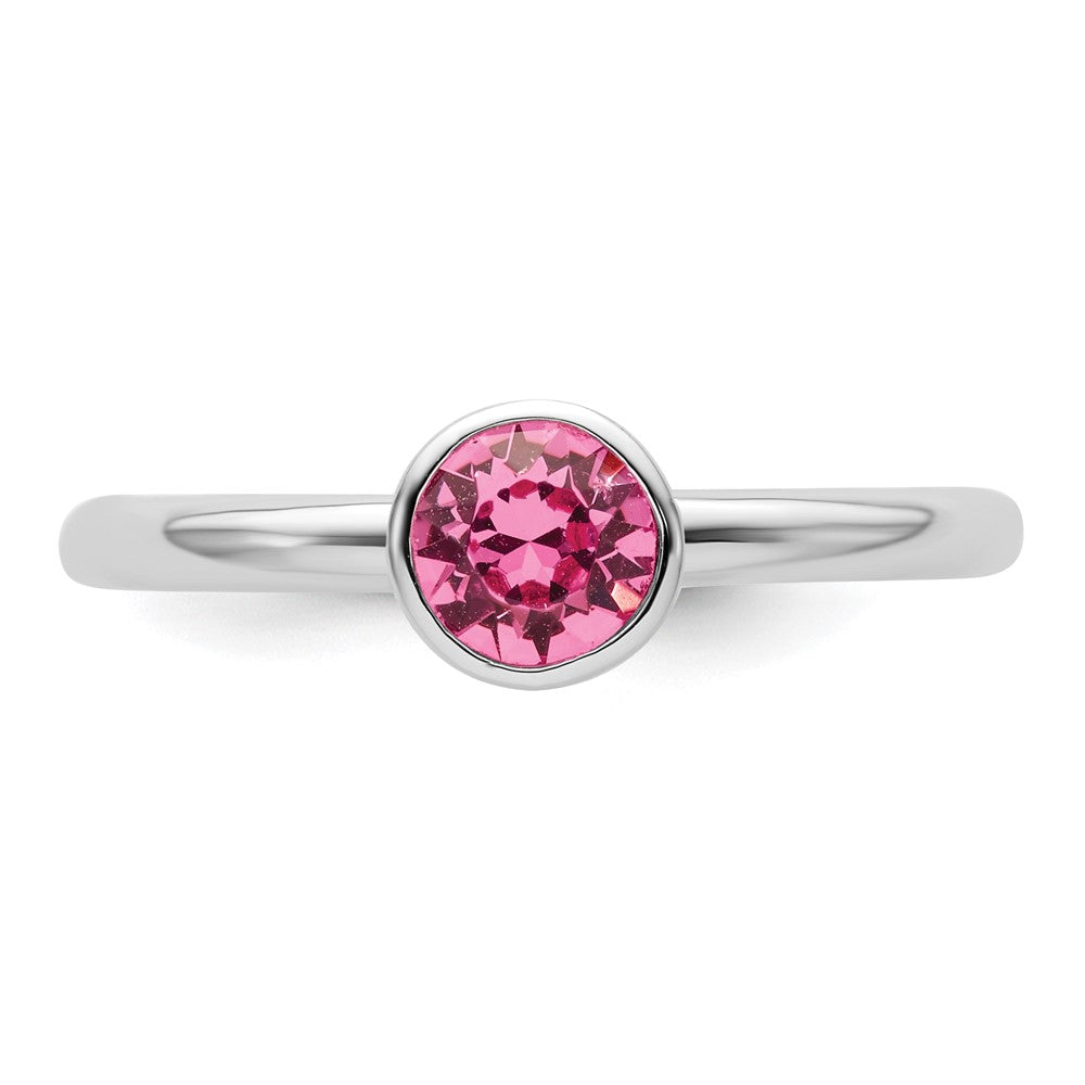 Sterling Silver Stackable Expressions High 5mm October Crystal Ring Size -5