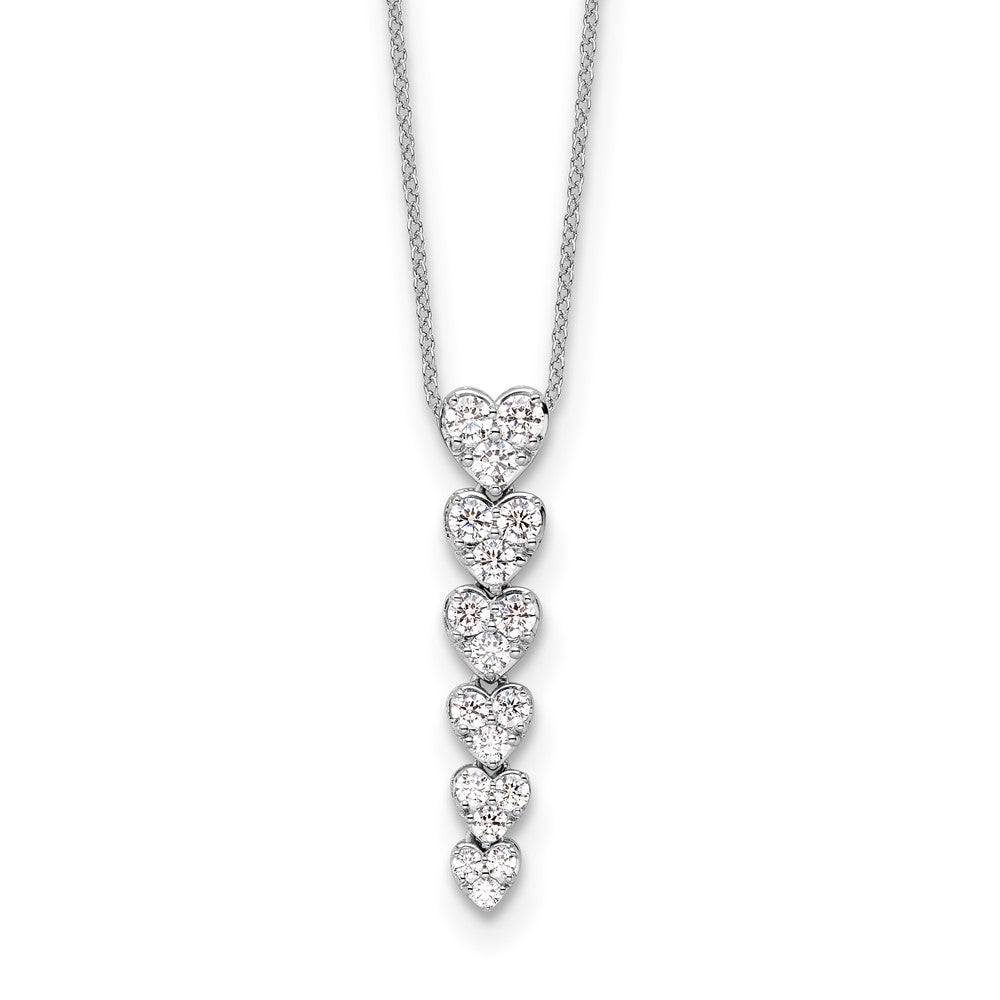True Origin 14K White Gold 1 carat Lab Grown Diamond VS+ F+ Complete 18 in Hearts Pendant Necklace