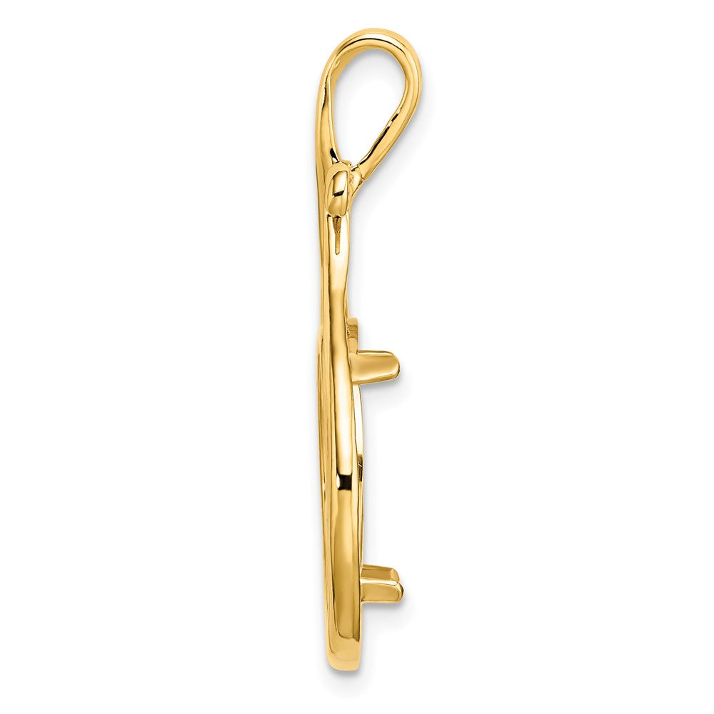 Wideband Distinguished Coin Jewelry 14k Polished Curled Teardrop 14.0mm Prong Coin Bezel Pendant