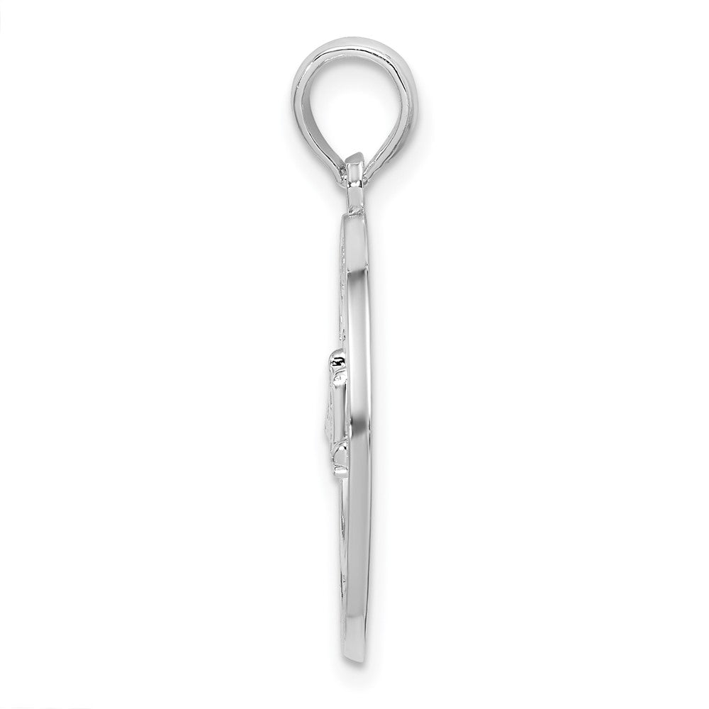 De-Ani Sterling Silver Rhodium-Plated Textured Charleston with Bridge Pendant