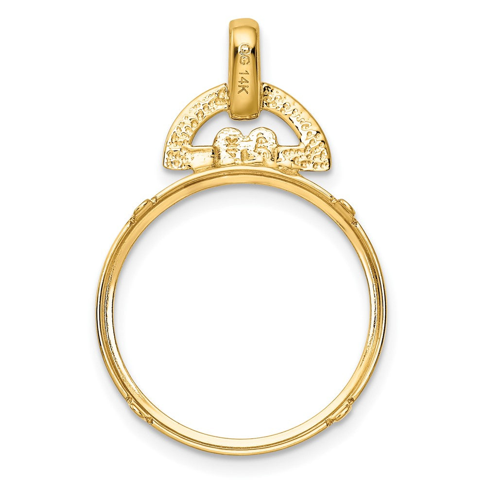 Wideband Distinguished Coin Jewelry 14k Polished Rounded Motif 18.0mm Prong Coin Bezel Pendant