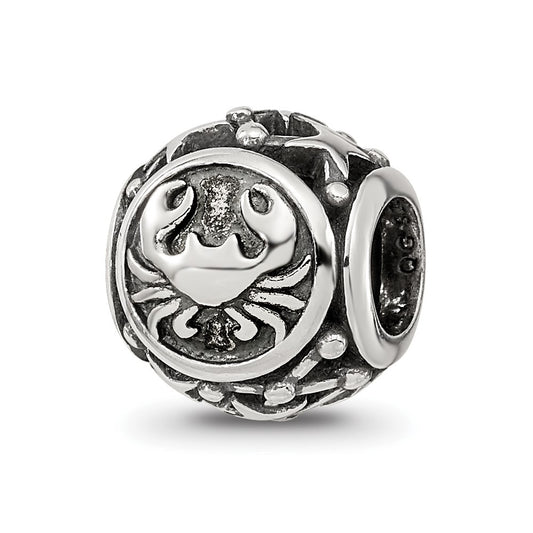 Sterling Silver Reflections Antiqued Zodiac Cancer Bead