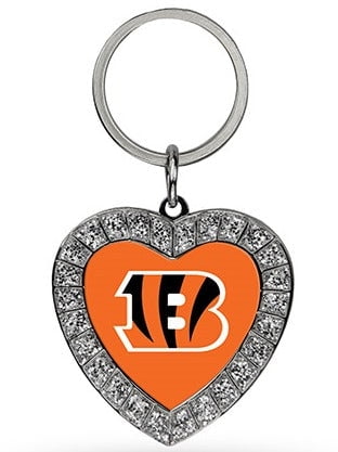 Cincinnati Bengals Bling Rhinestone Heart Key Chain