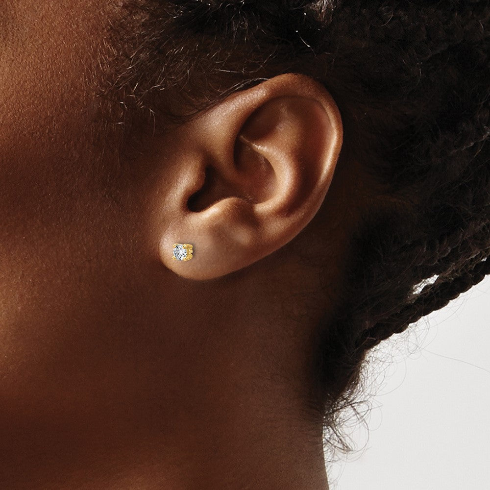 14k Yellow Gold 1/3 ctw Lab Grown Diamond VS+ F+ Round 4 Prong Heavy Wt. Screwback Stud Earrings
