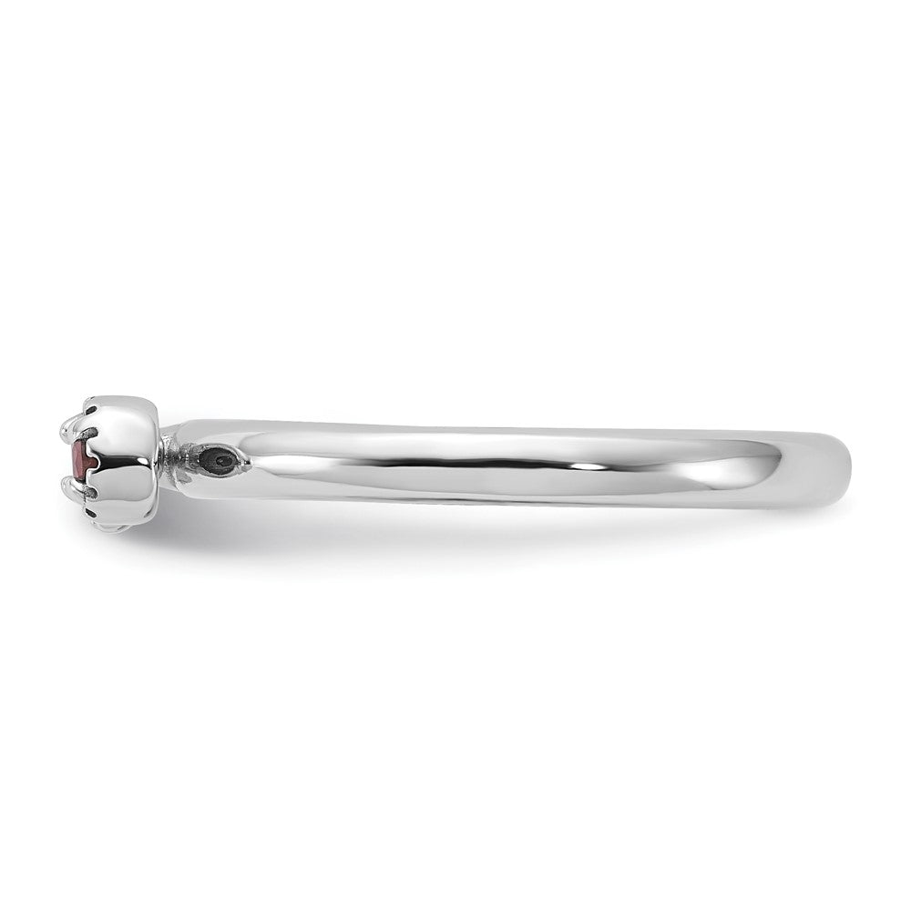 Sterling Silver Stackable Expressions Rhodium-plated Garnet and White Topaz Key Ring Size -9