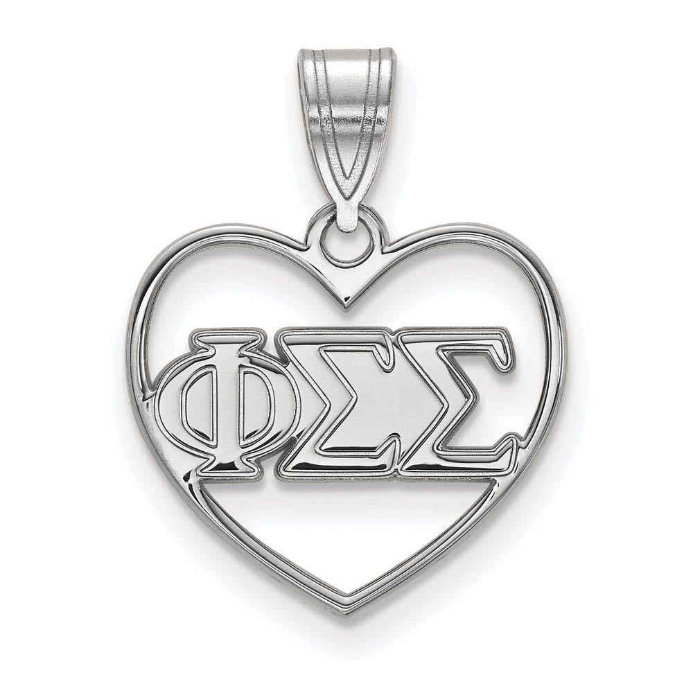 Sterling Silver Official Licensed Greek Sororities Phi Sigma Sigma (???) Heart Pendant