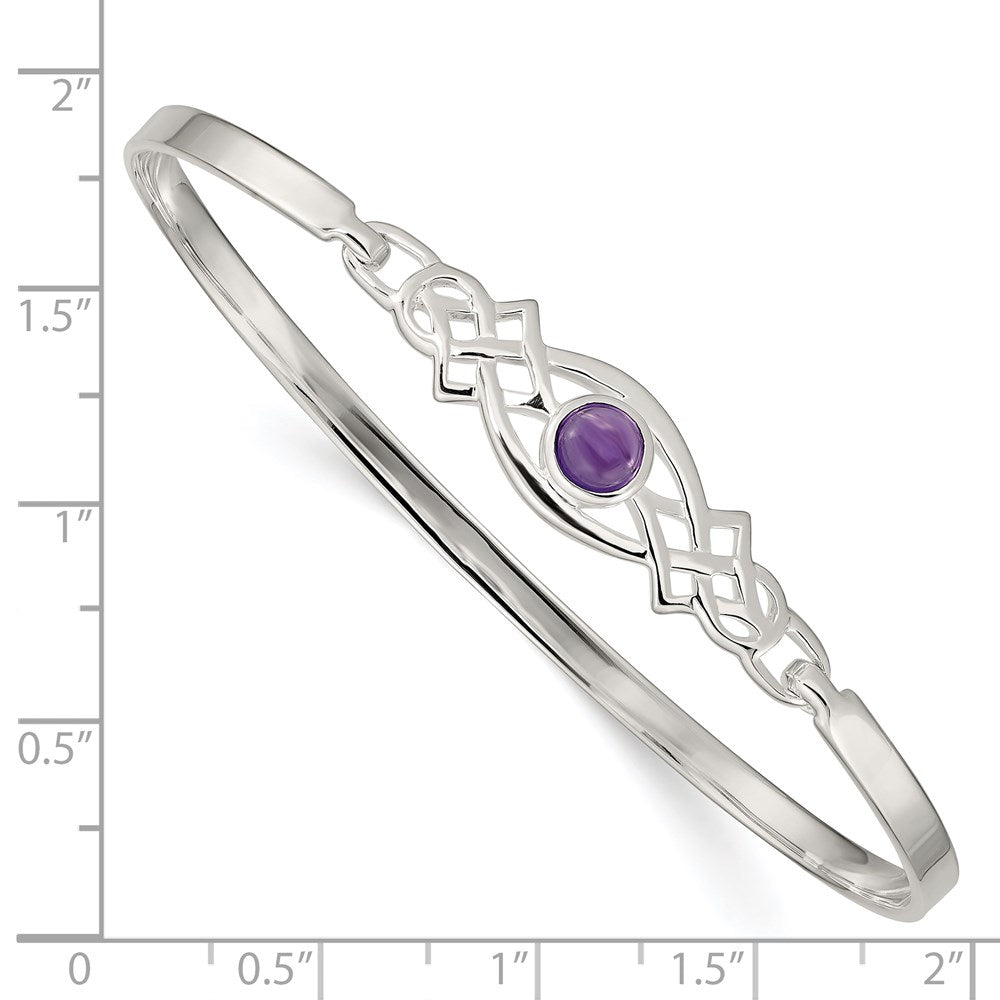 Sterling Silver Amethyst Celtic Knot Bangle Bracelet 7.25 inches