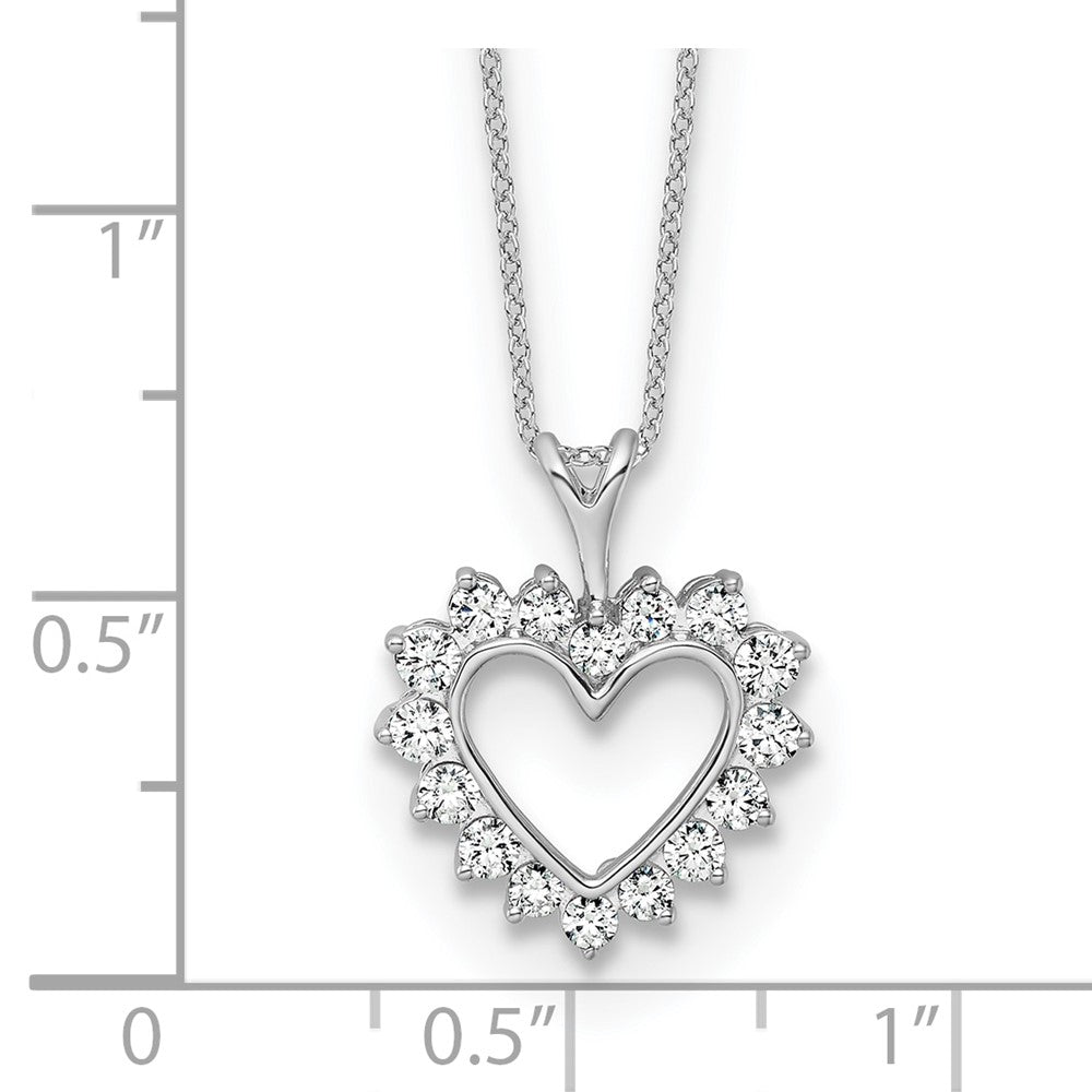 14k White Gold 1/2 carat Lab Grown Diamond VS/SI+ G+ 18 inch Heart Pendant Necklace