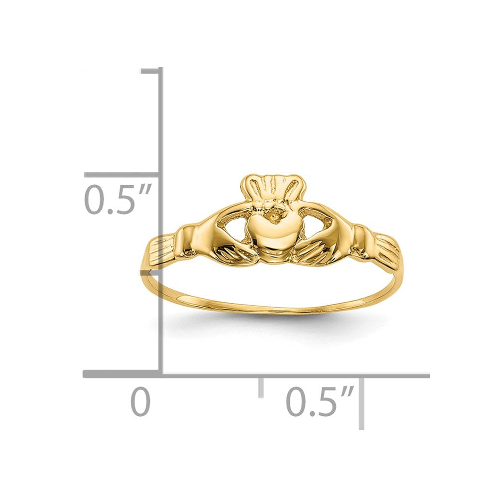 10K Small Sized Polished Claddagh Ring