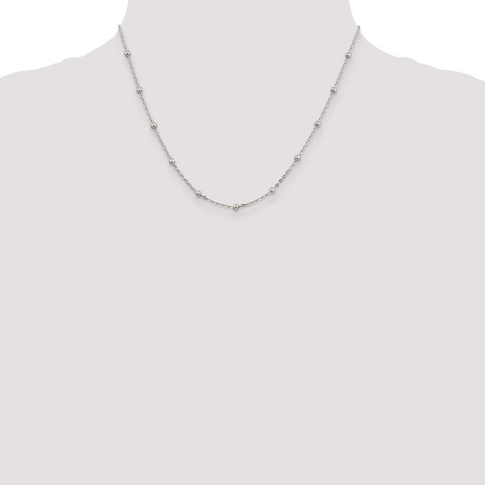 Sterling Silver 1.3mm Fancy Beaded Chain 18 Inches