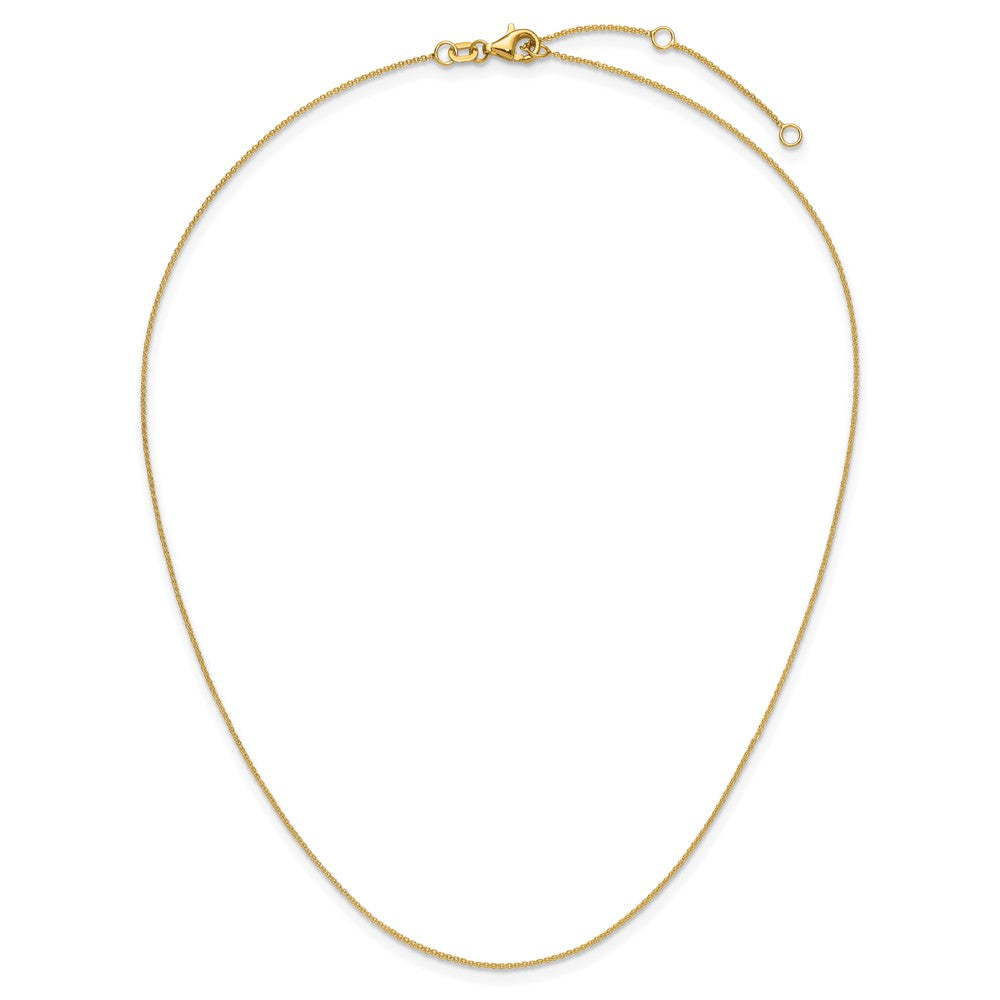 14k Yellow Gold .9mm Round Cable 1in+1in Adjustable Chain