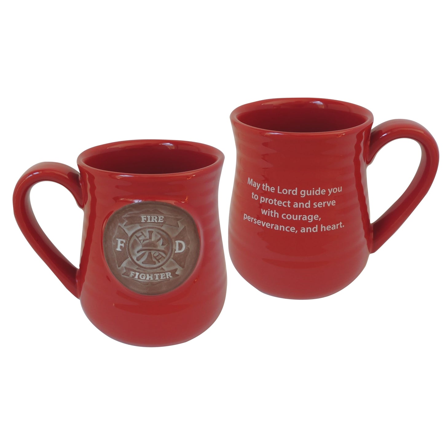 Mug-Pottery-Firefighter Prayer-Red
