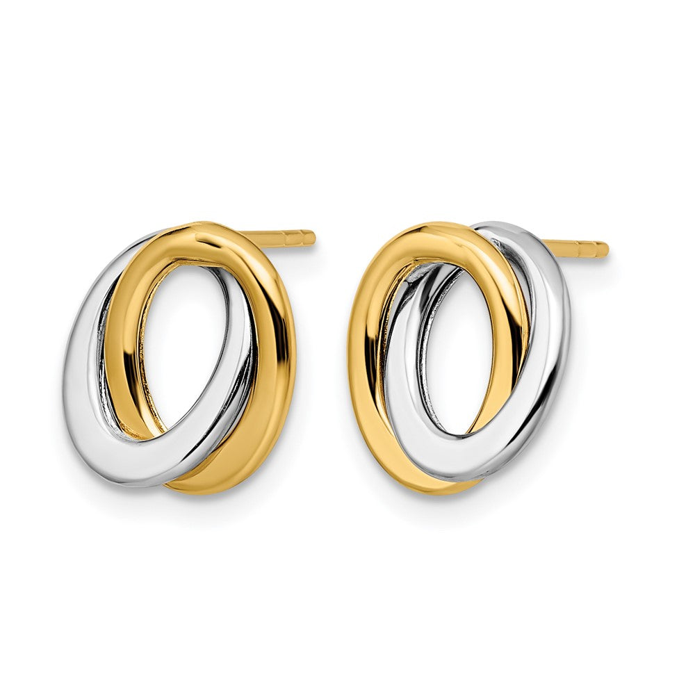 14K Two-tone Polished Love Knot Earrings with Heavy Back