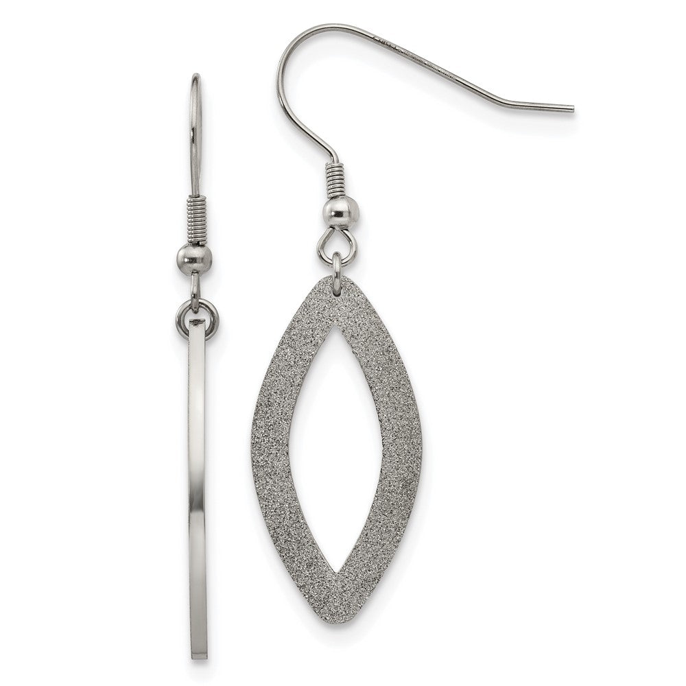 Stainless Steel Polished Laser Cut Oval Dangle Earrings