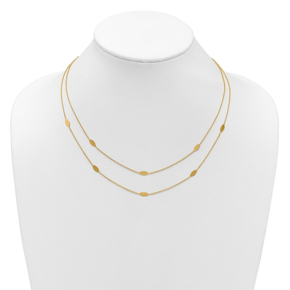14K Polished Fancy 2-Strand Navette w/ 2in Ext. Necklace