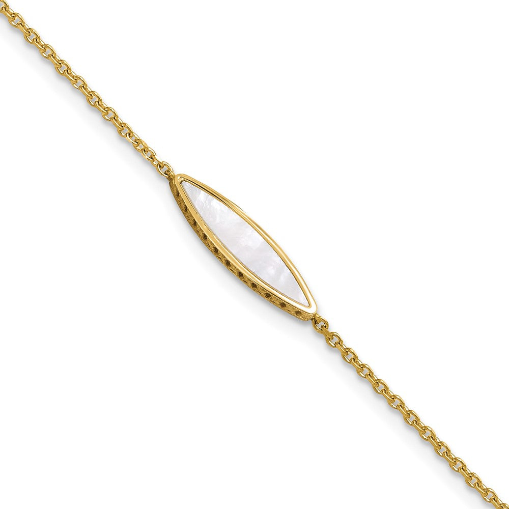 14K Polished Mother of Pearl w/1in ext. Bracelet