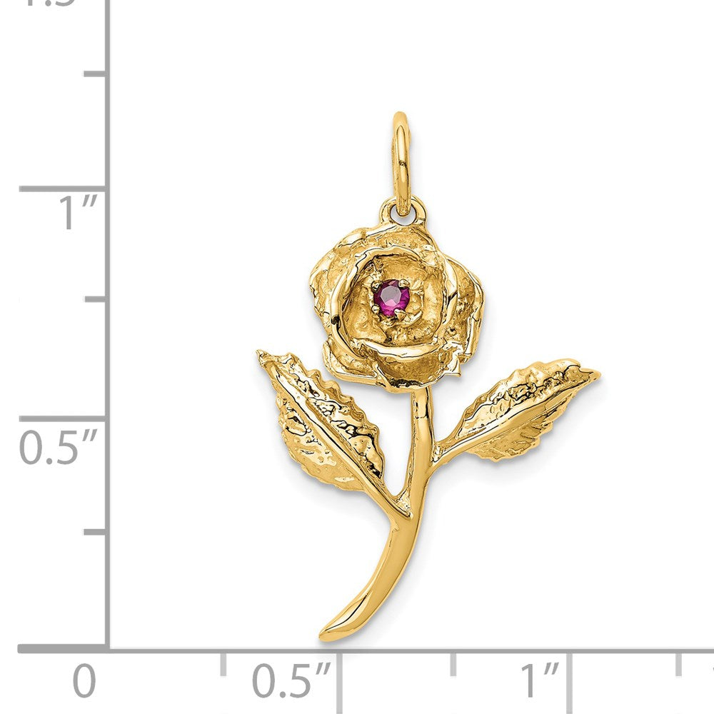 14k CZ Rose Charm Yellow Gold