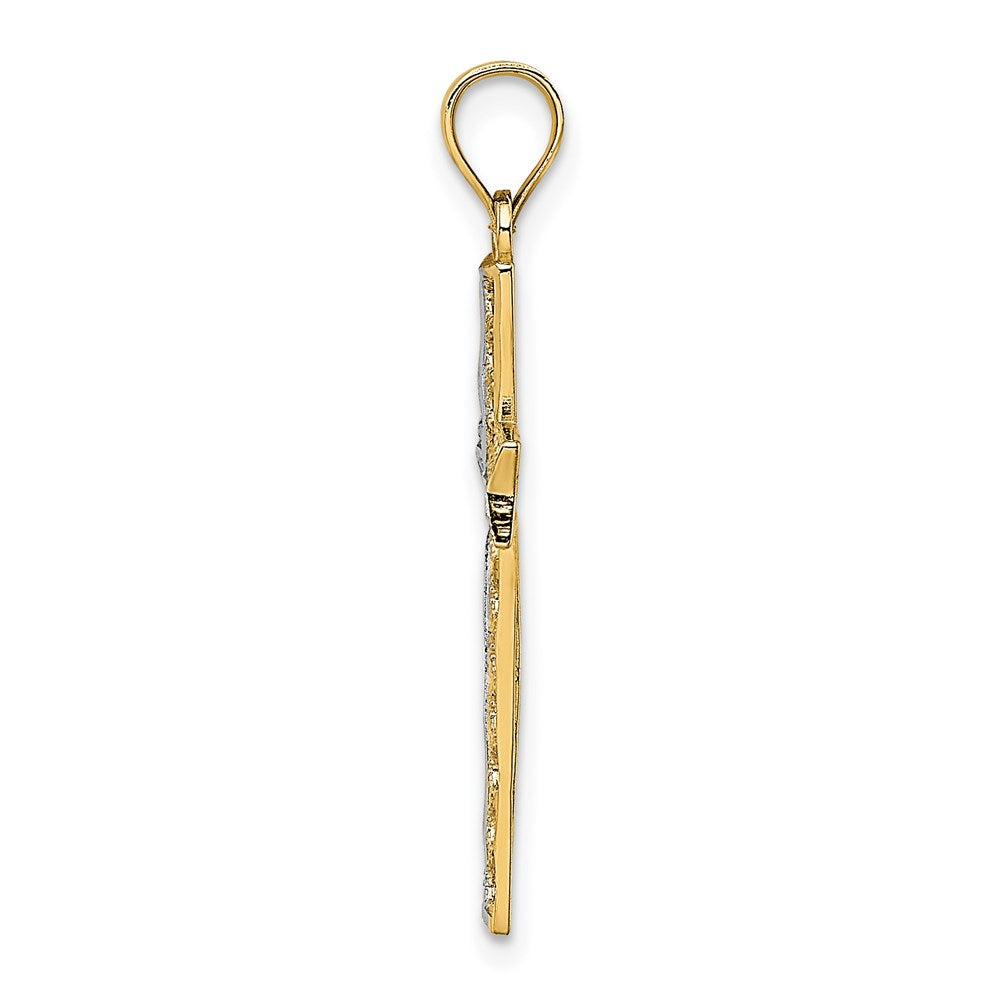 14K W/ Rhodium Cross Charm