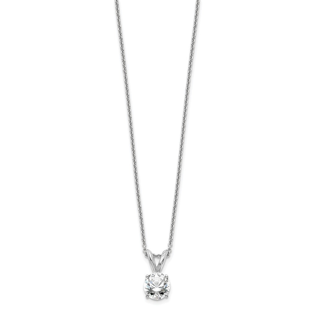 14k White Gold 1/2 carat Certified Lab Grown Diamond VS+ F+ Round Complete Four Prong 18 inch Solitaire Pendant Necklace