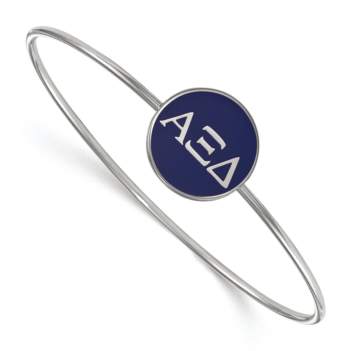 LogoArt Sterling Silver Rhodium-plated Alpha Xi Delta Enameled Slip-on Bangle