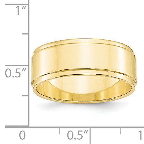 10k Yellow Gold 8mm Flat with Step Edge Wedding Band Size 11.5