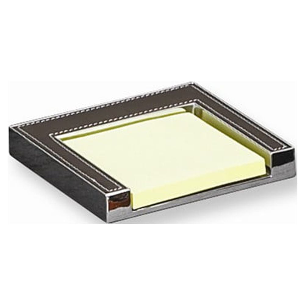 Coco Brown Leather and Silver Tone Memo Pad Holder