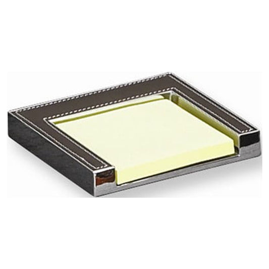 Coco Brown Leather and Silver Tone Memo Pad Holder
